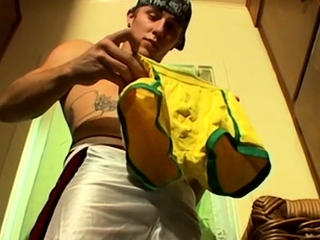 Horny Lad Cums In Snug Underwear